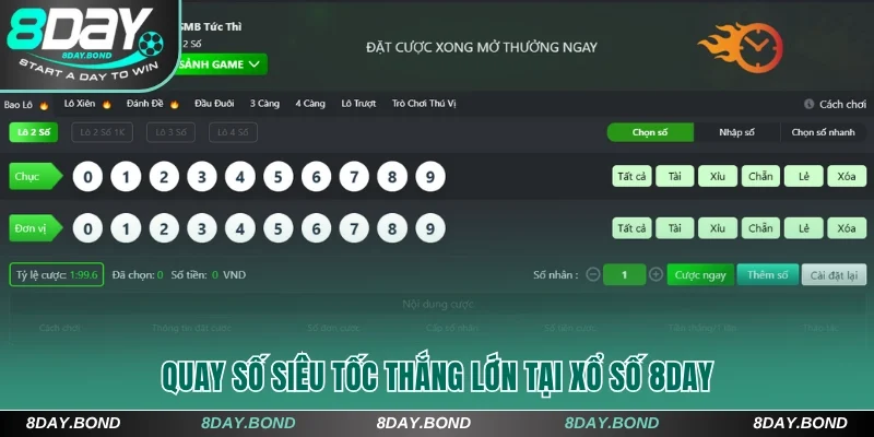 Xổ Số 8Day - Thưởng Bất Ngờ Giàu Sang Phú Quý 1 Ăn 99 10 Quay siêu tốc thắng lớn tại xổ số 8Day