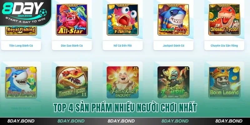 Top 4 sản phẩm nhiều người chơi nhất